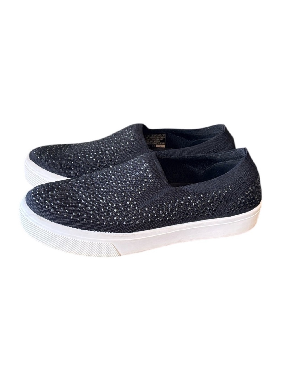 Skechers Poppy Black Knit Studded Slip In Sneaker Size 7.5